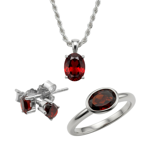 Garnet Gemstone and Solid Sterling Silver 925 set