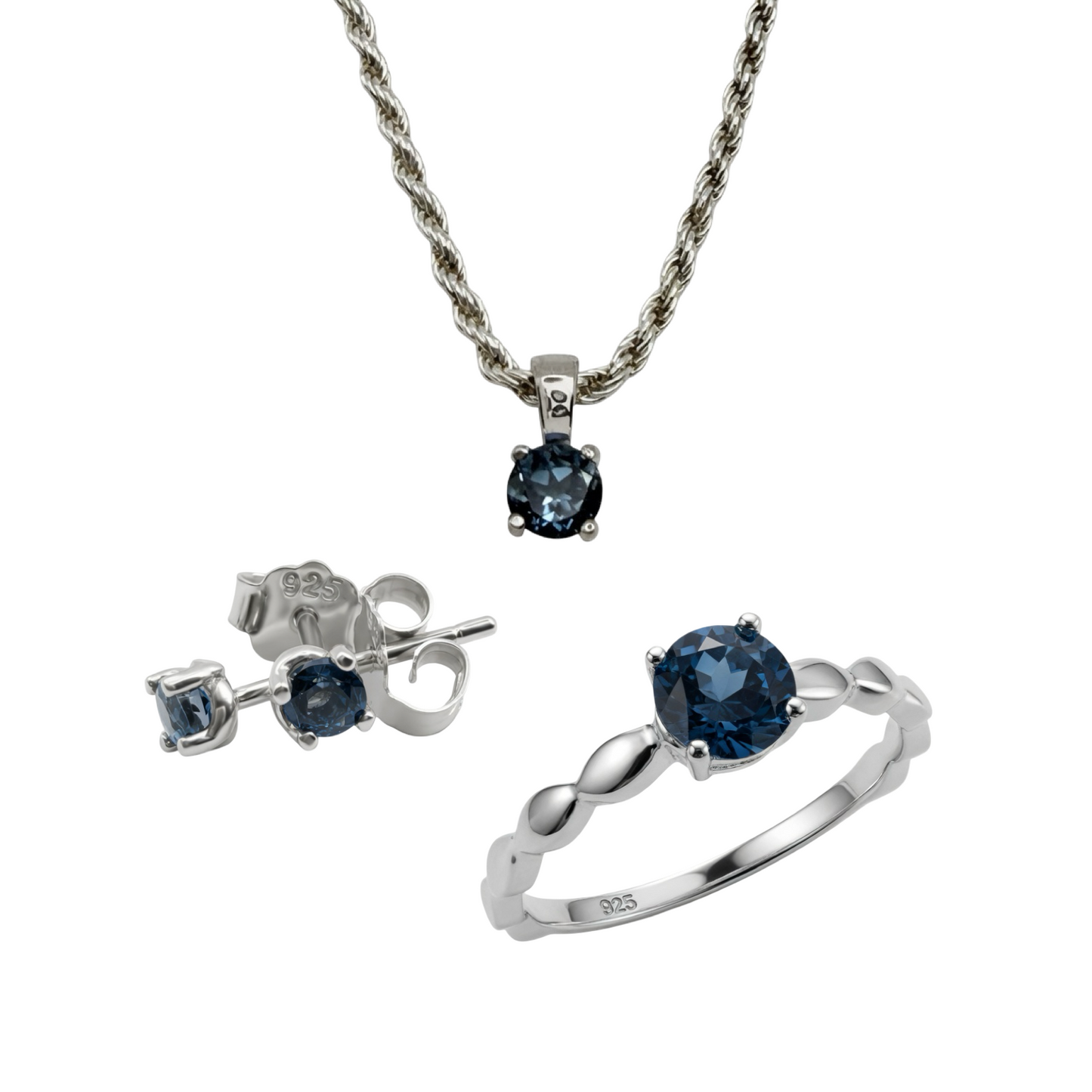 London Blue Topaz Gemstone Sterling Silver 925 set