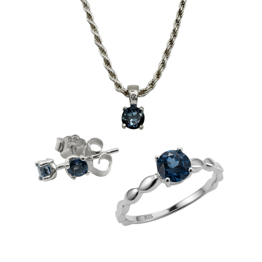 London Blue Topaz Gemstone Sterling Silver 925 set
