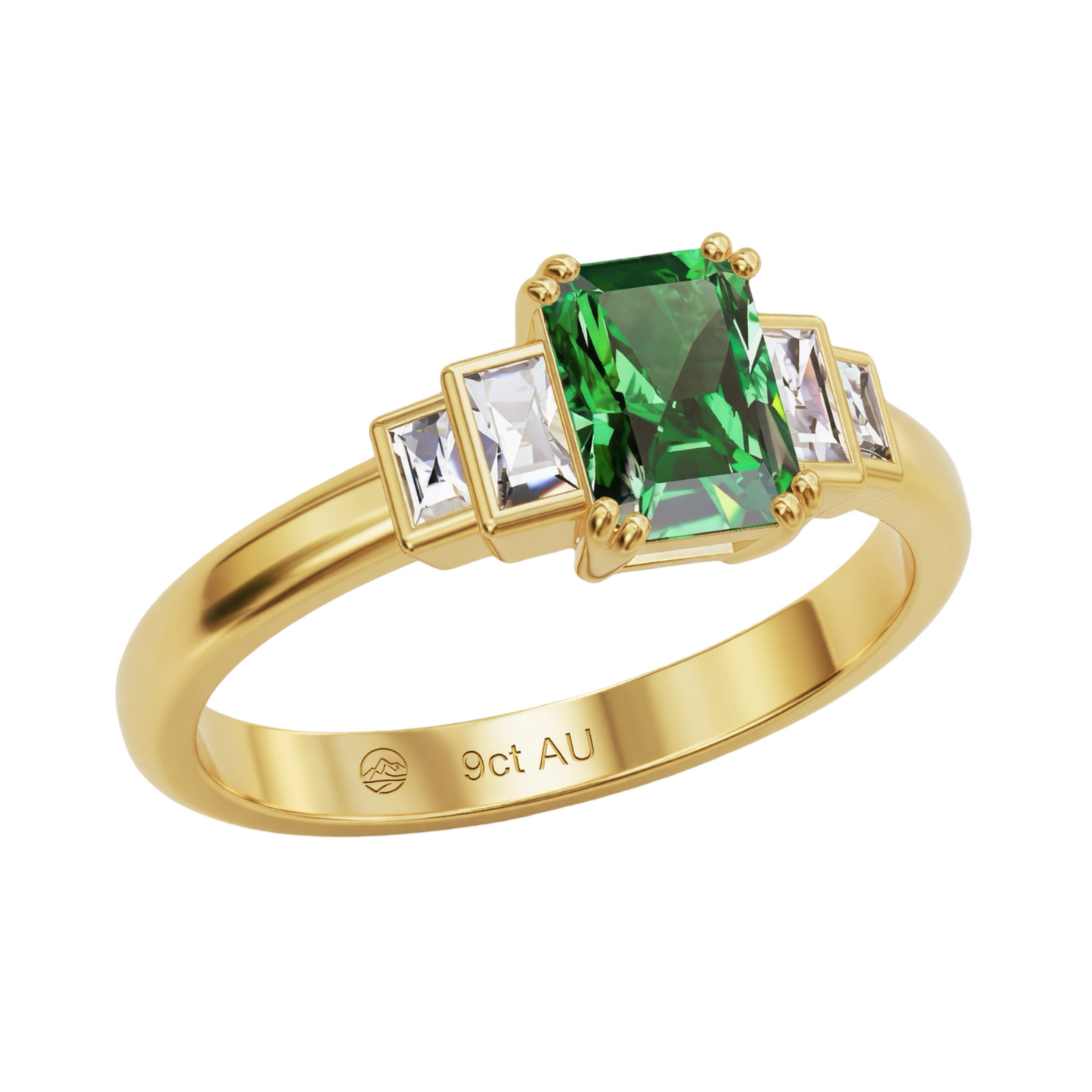 Tapered Deco Solitaire Ring