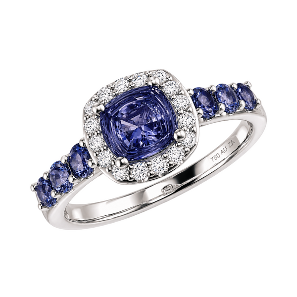 Violet Halo Cushion Ring