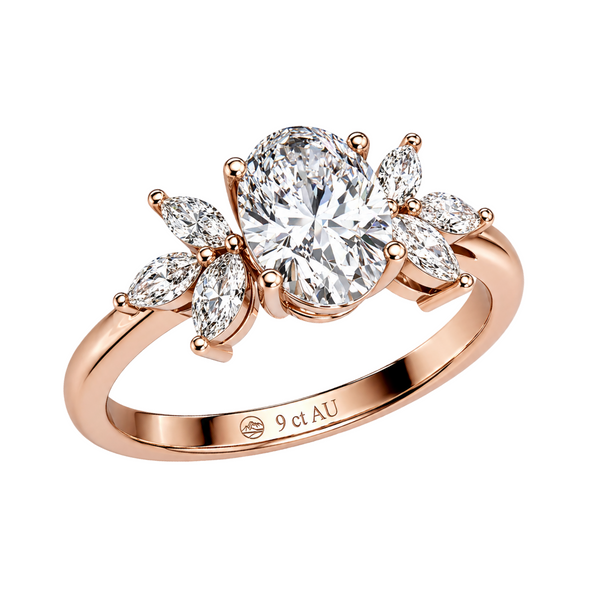 Botanical Oval Cluster Ring