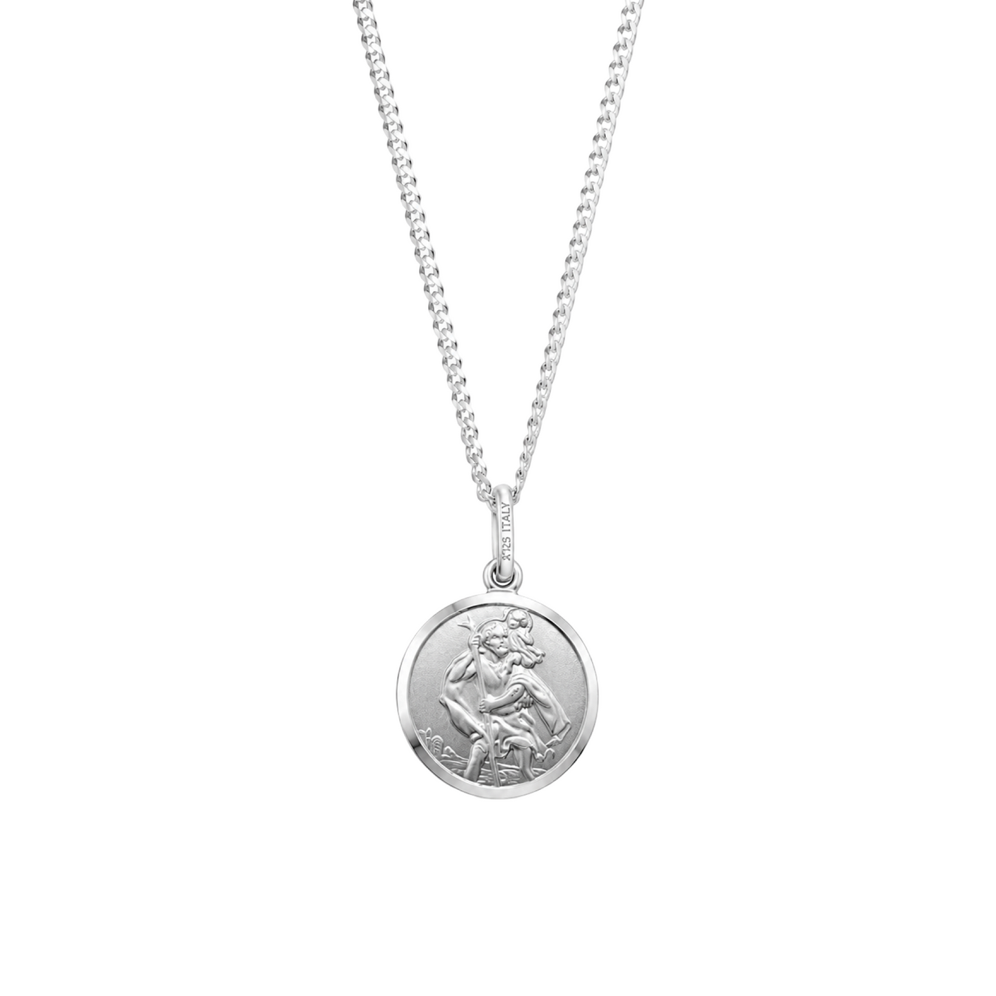 Saint Christopher Pendant Necklace Sterling Silver 925
