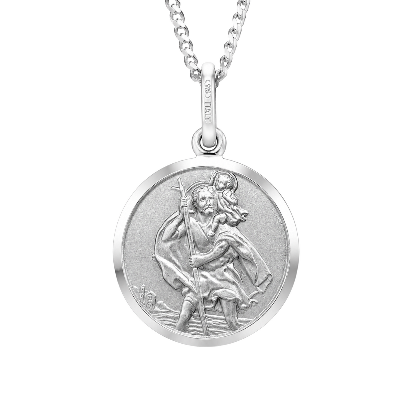 Saint Christopher Pendant Necklace Sterling Silver 925