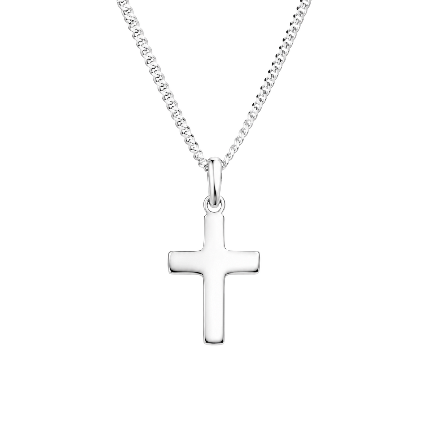 Small Plain Cross Pendant Necklace 50cm Sterling Silver 925