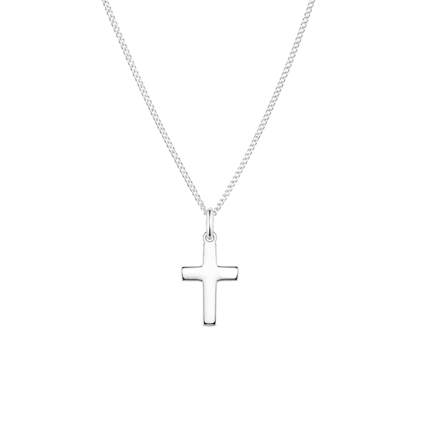 Small Plain Cross Pendant Necklace 50cm Sterling Silver 925