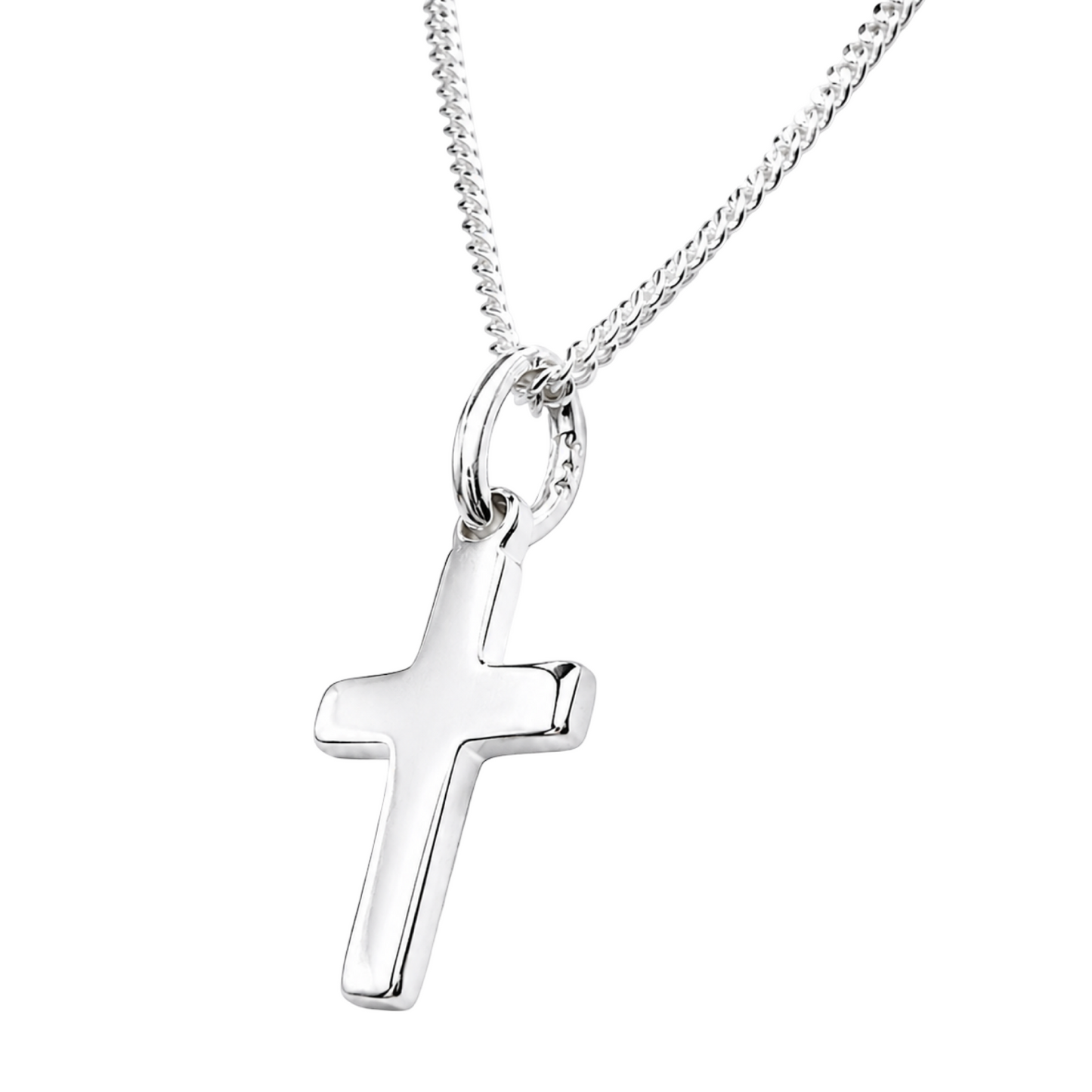 Small Plain Cross Pendant Necklace 50cm Sterling Silver 925