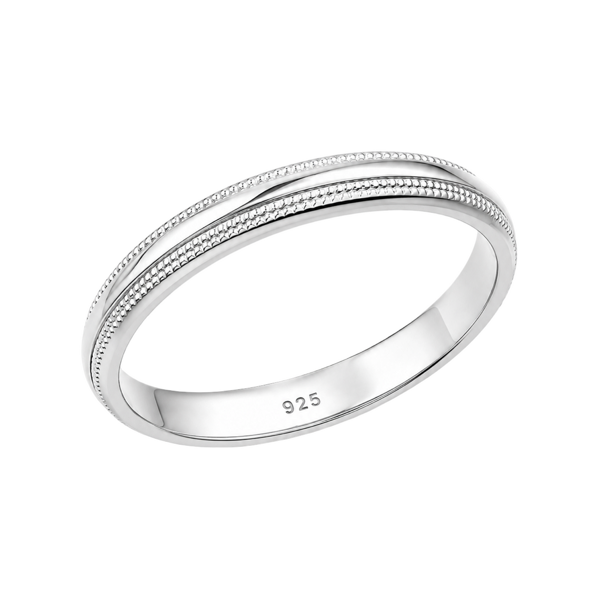 Double Milgrain 3mm Band Ring Sterling Silver 925