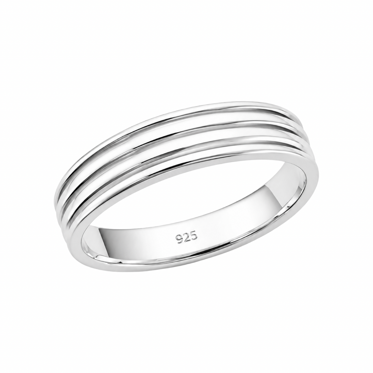 Multi-Groove 4mm Band Ring Sterling Silver 925
