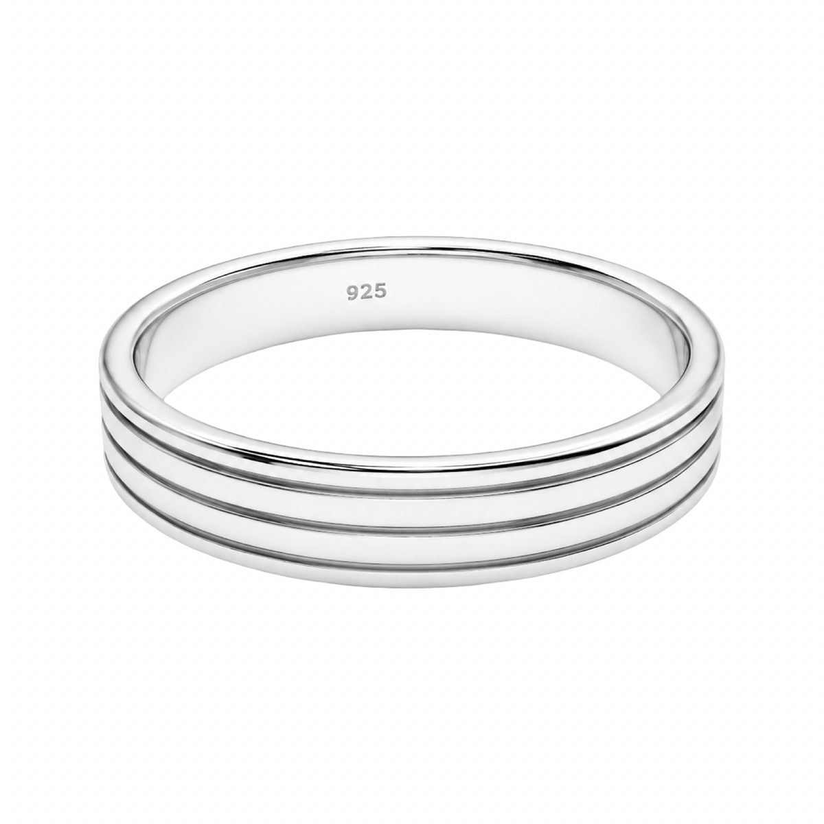 Multi-Groove 4mm Band Ring Sterling Silver 925