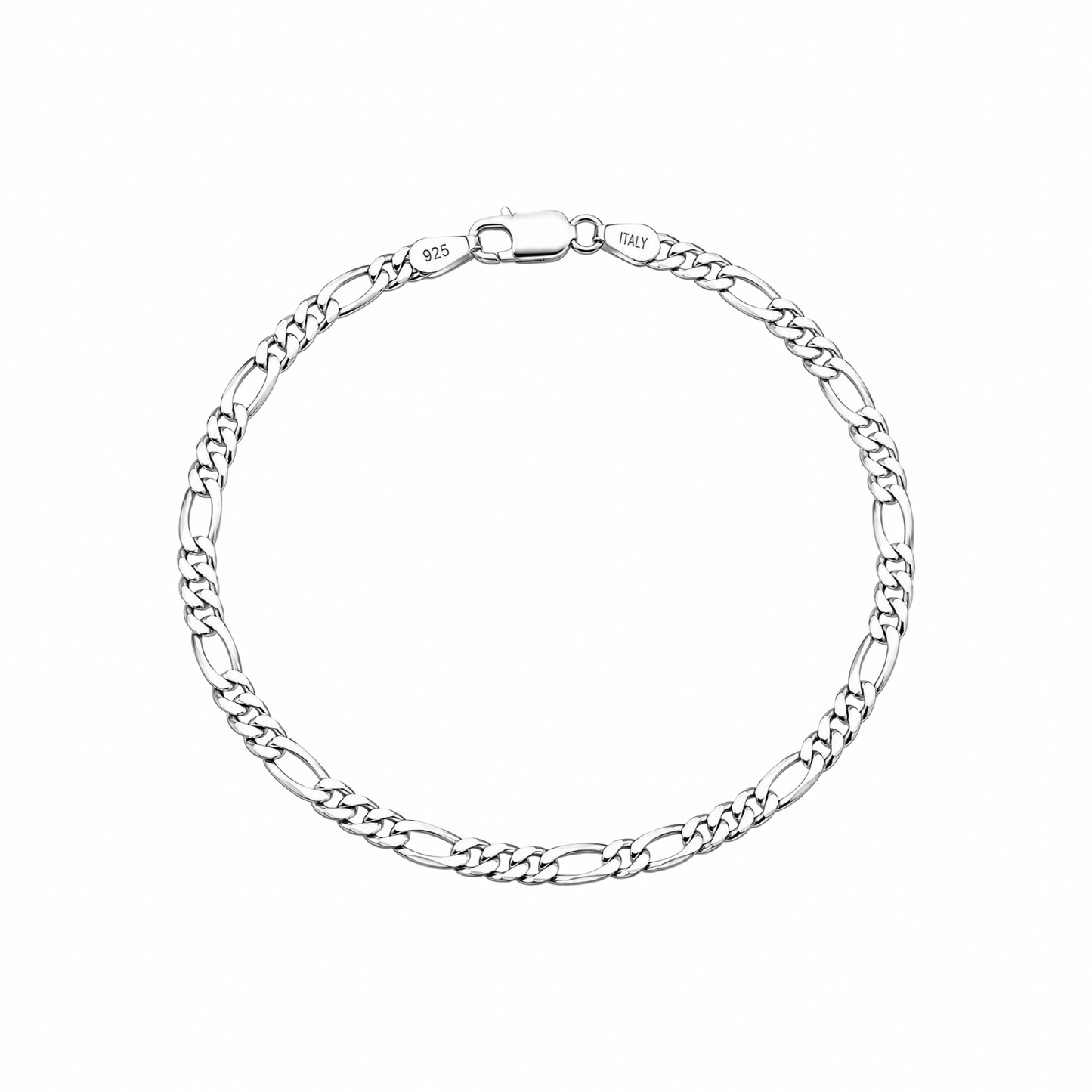 Classic Figaro Chain Bracelet 21cm Sterling Silver 925