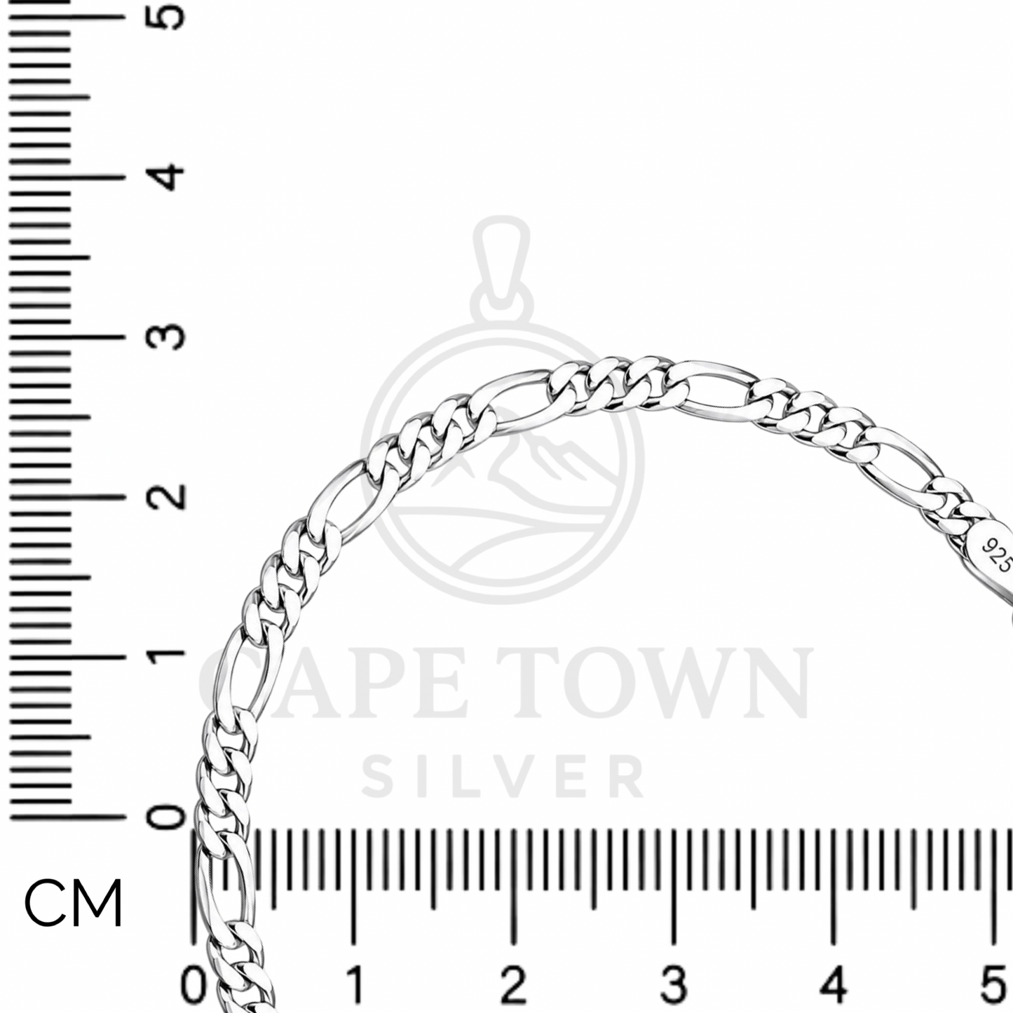 Classic Figaro Chain Bracelet 21cm Sterling Silver 925