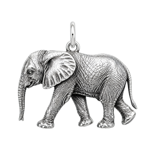 Handcrafted Elephant Calf Sterling Silver 925 Pendant Charm
