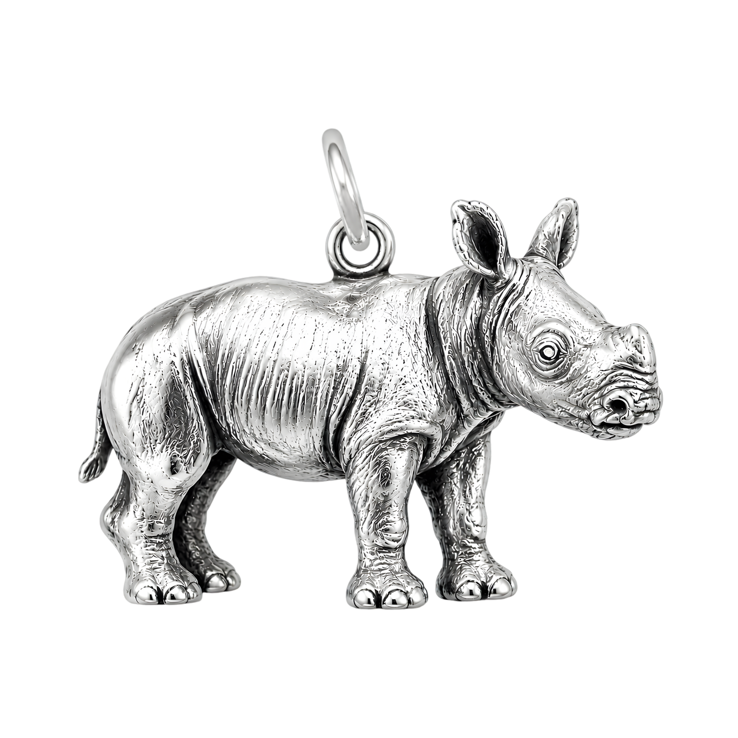Handcrafted Rhino Calf Sterling Silver 925 Pendant Charm