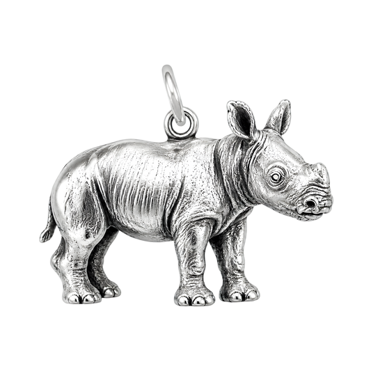 Handcrafted Rhino Calf Sterling Silver 925 Pendant Charm