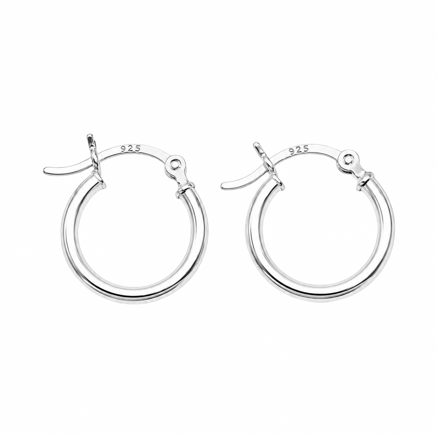 Rounded Hoop Earrings 2mm x 15mm Sterling Silver 925