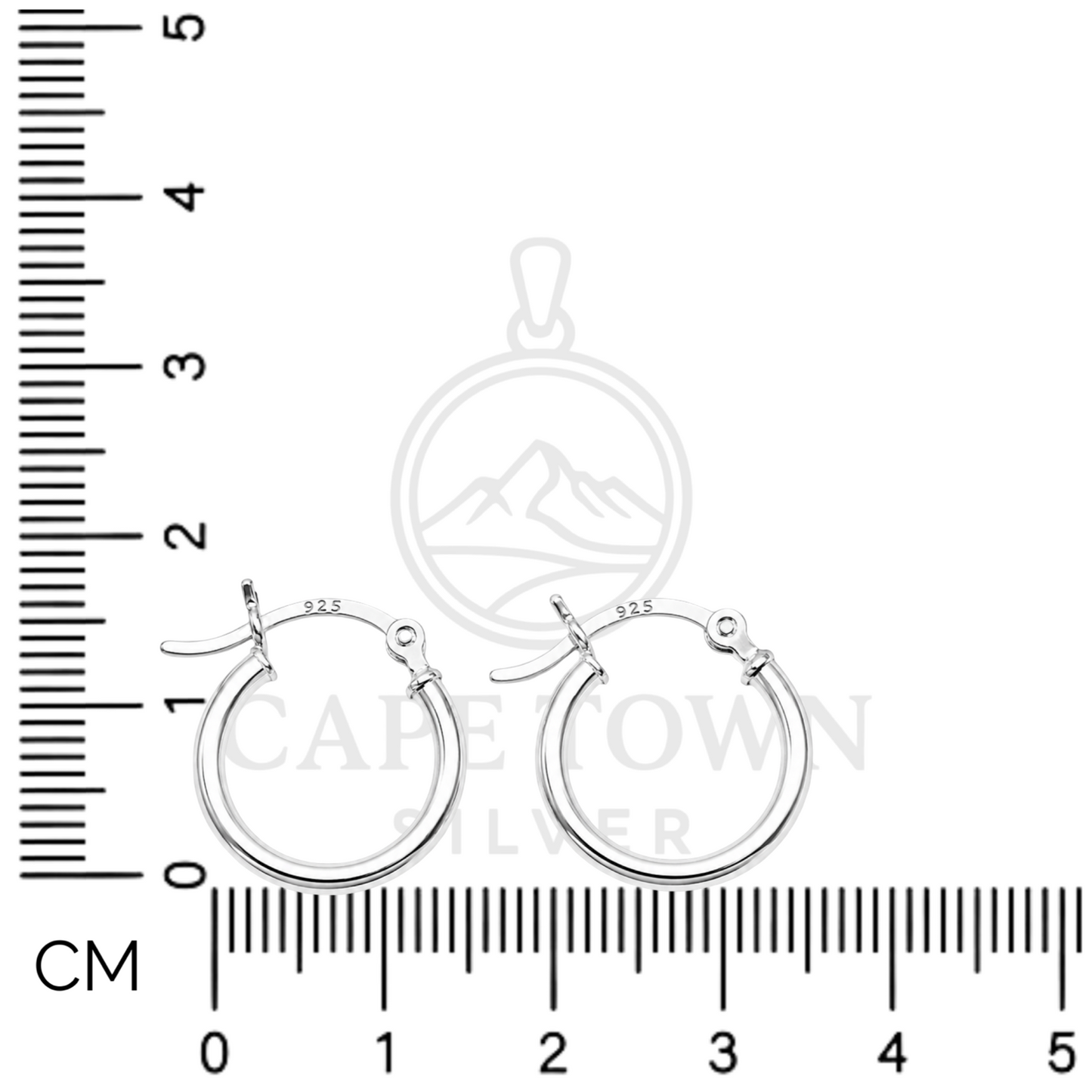 Rounded Hoop Earrings 2mm x 15mm Sterling Silver 925