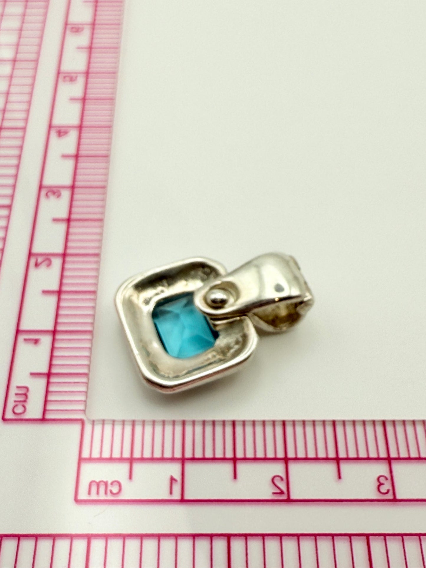 925 Sterling Silver Emerald-Cut Topaz Solitaire Pendant