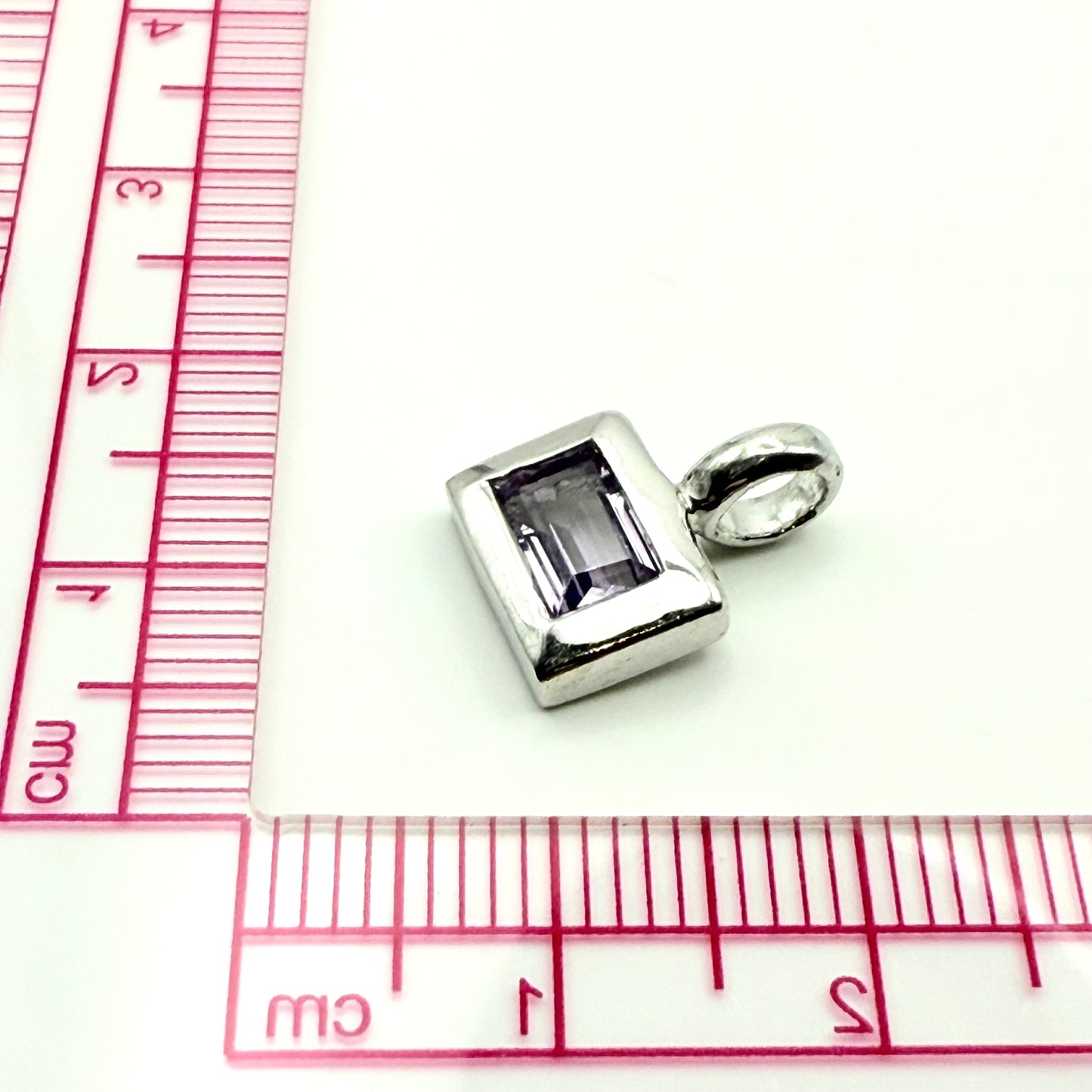 925 Sterling Silver Emerald-Cut Semi-precious Pendant