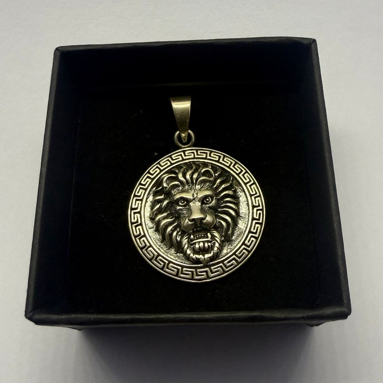 Greek-style Lion Head Sterling Silver 925 Pendant