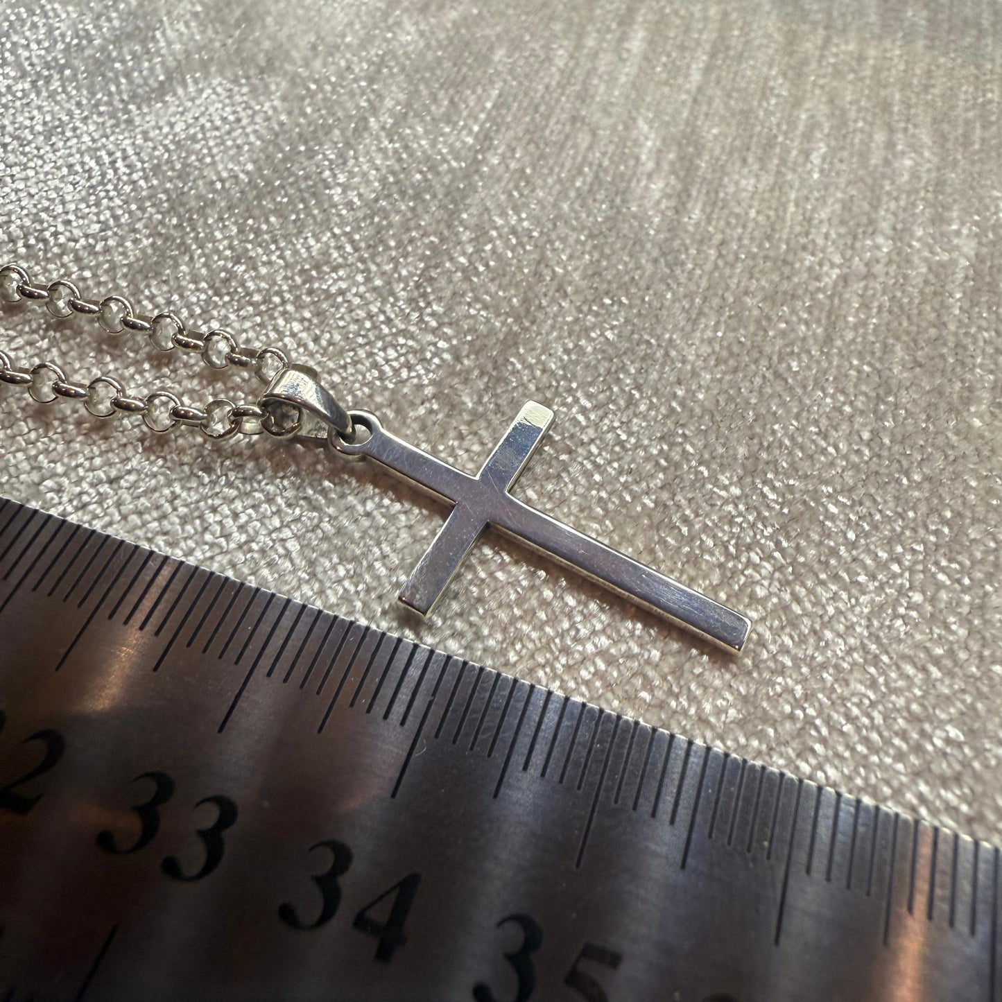 Rolo Chain (60cm) and Cross Pendant Sterling Silver 925