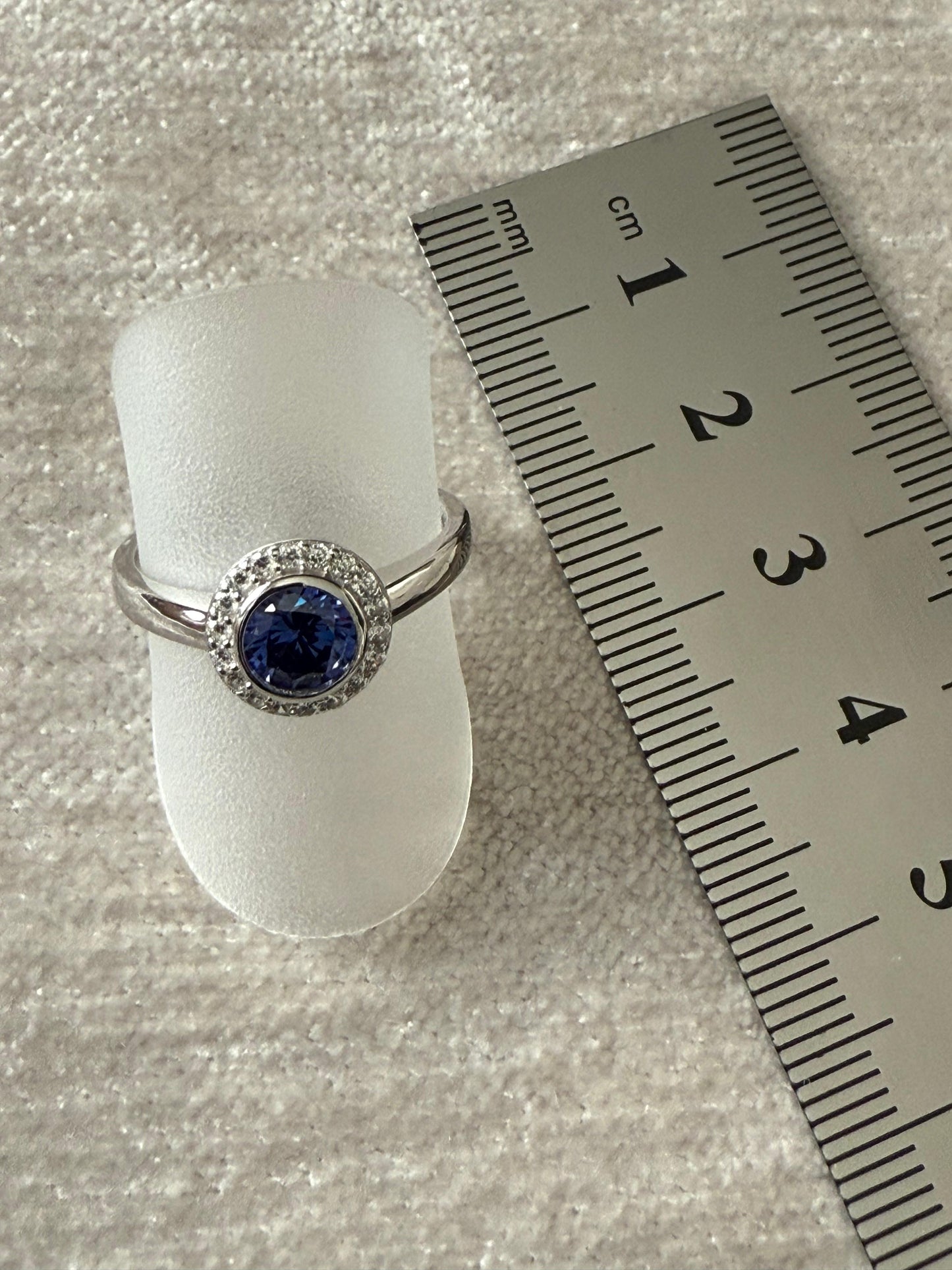 Blue Cubic Zirconia Ring Sterling Silver 925
