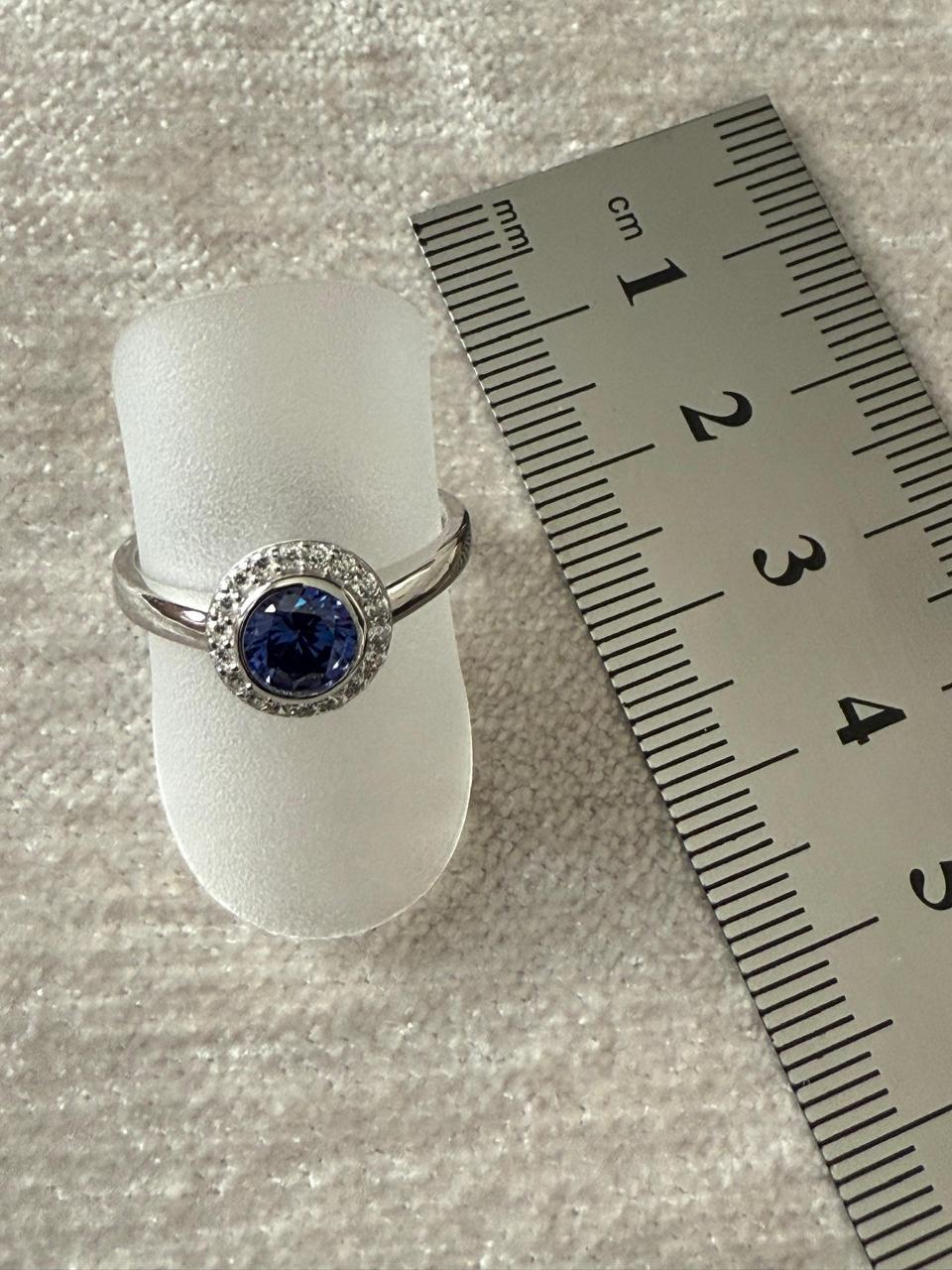 Blue Cubic Zirconia Ring Sterling Silver 925