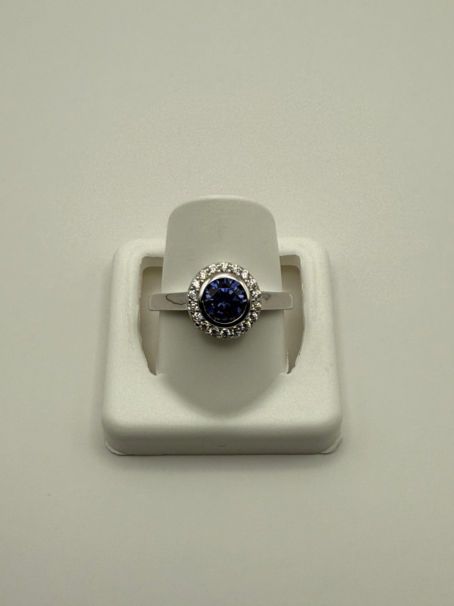 Blue Cubic Zirconia Ring Sterling Silver 925