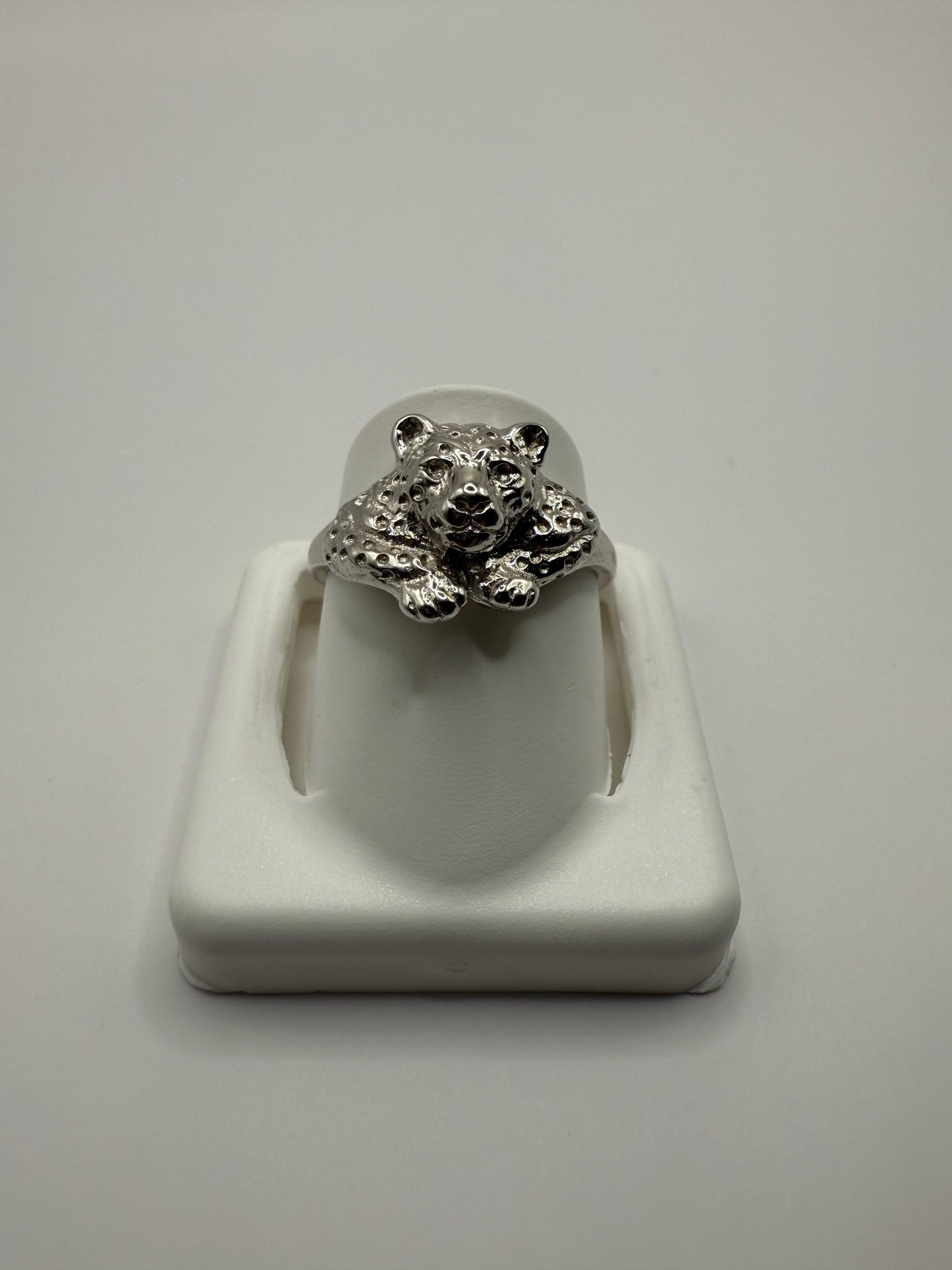 Leopard Face Ring Sterling Silver 925