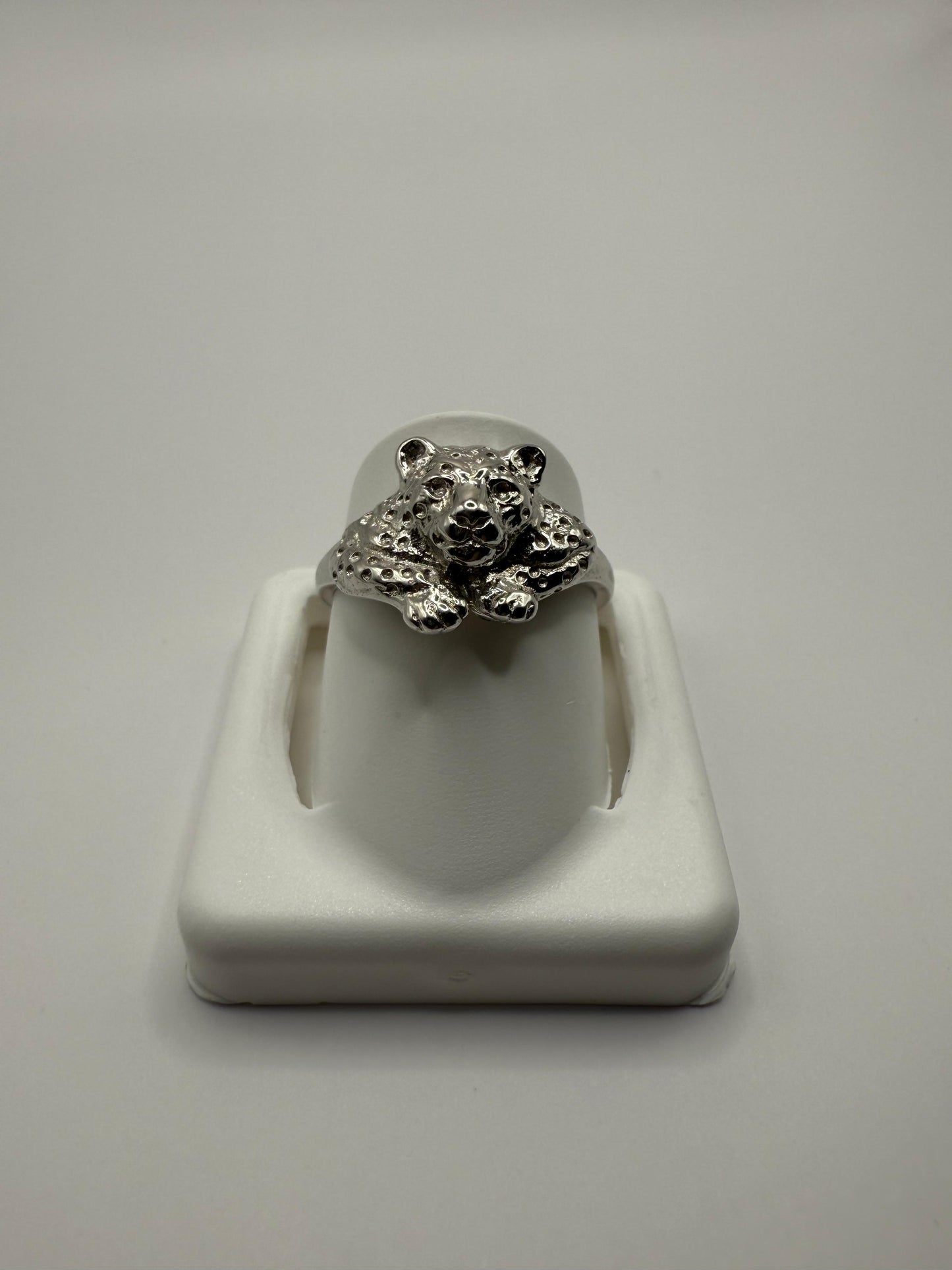 Leopard Face Ring Sterling Silver 925