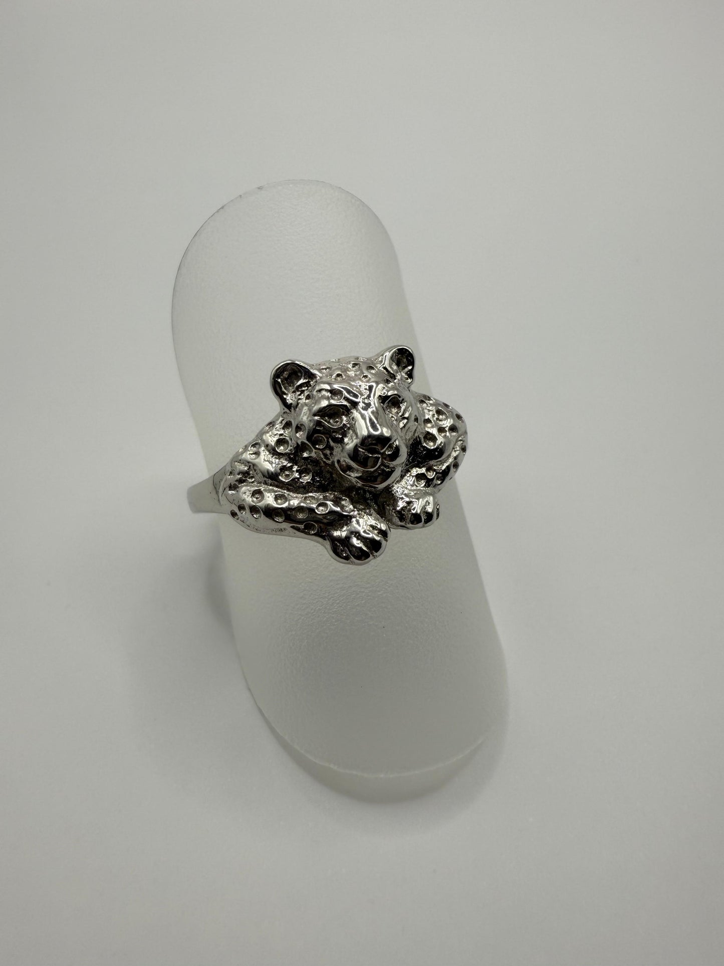 Leopard Face Ring Sterling Silver 925