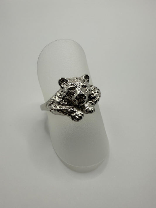 Leopard Face Ring Sterling Silver 925