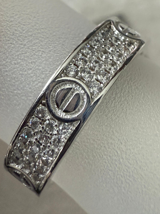 Eternal Paved Cubic Zirconia Band Sterling Silver 925