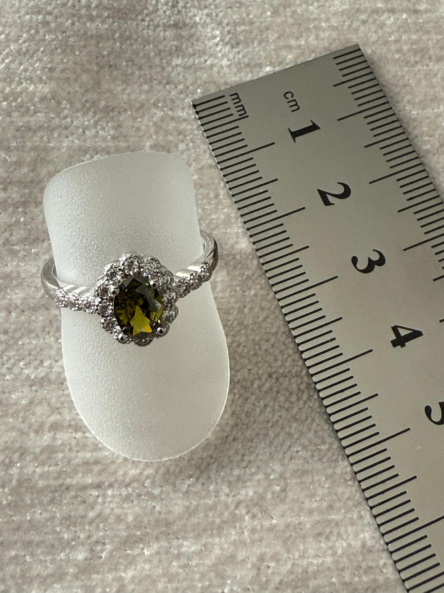 Deep Green Cubic Zirconia Ring Sterling Silver 925