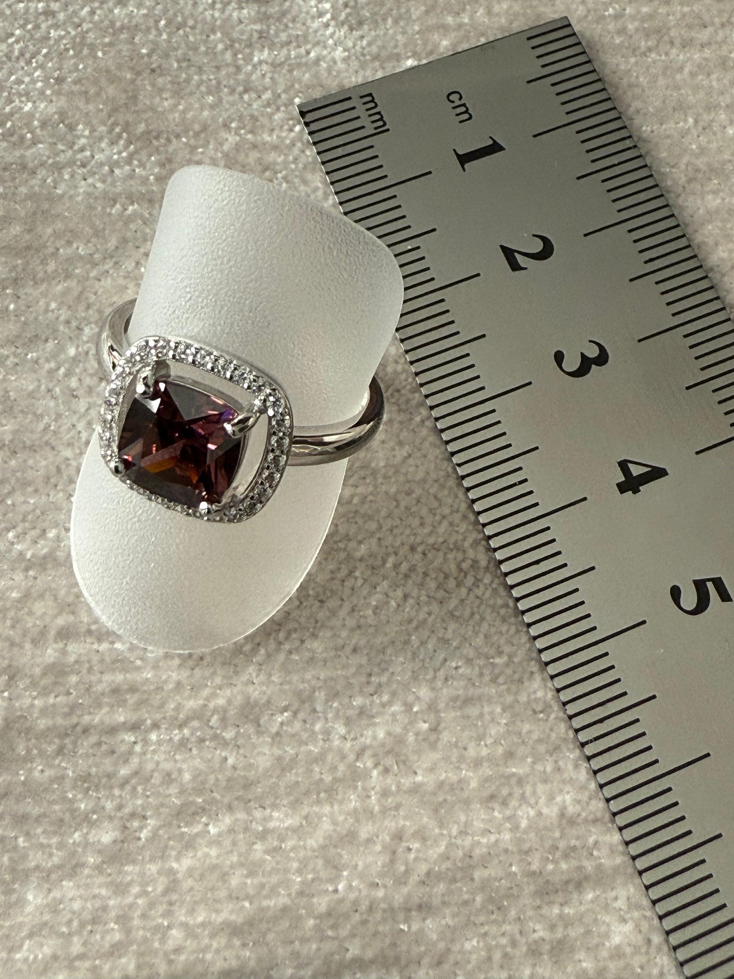 Plum Pink Cubic Zirconia Ring Sterling Silver 925