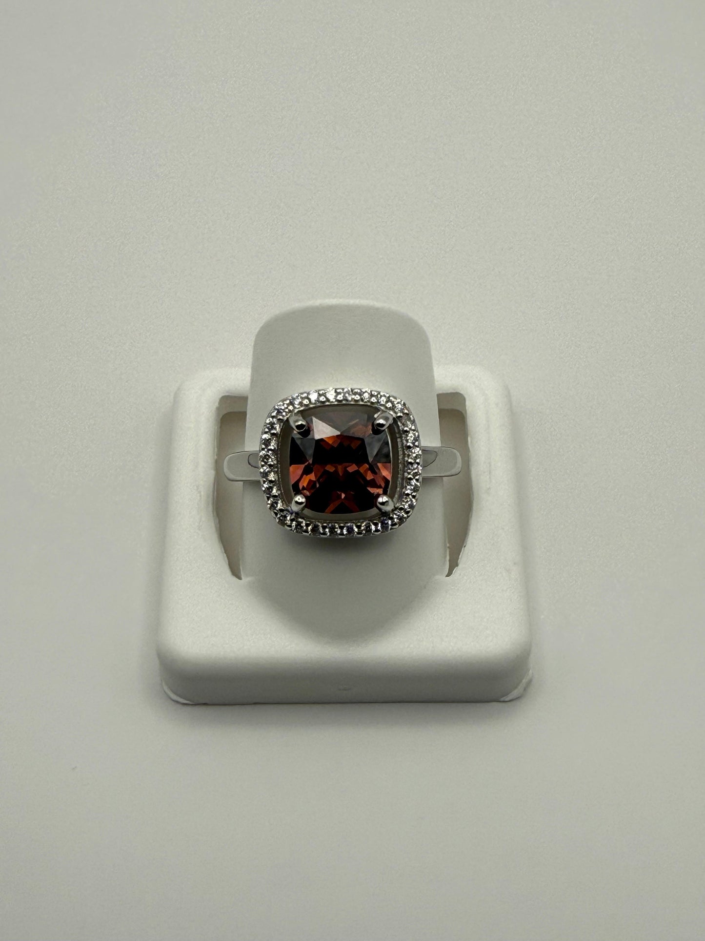 Plum Pink Cubic Zirconia Ring Sterling Silver 925