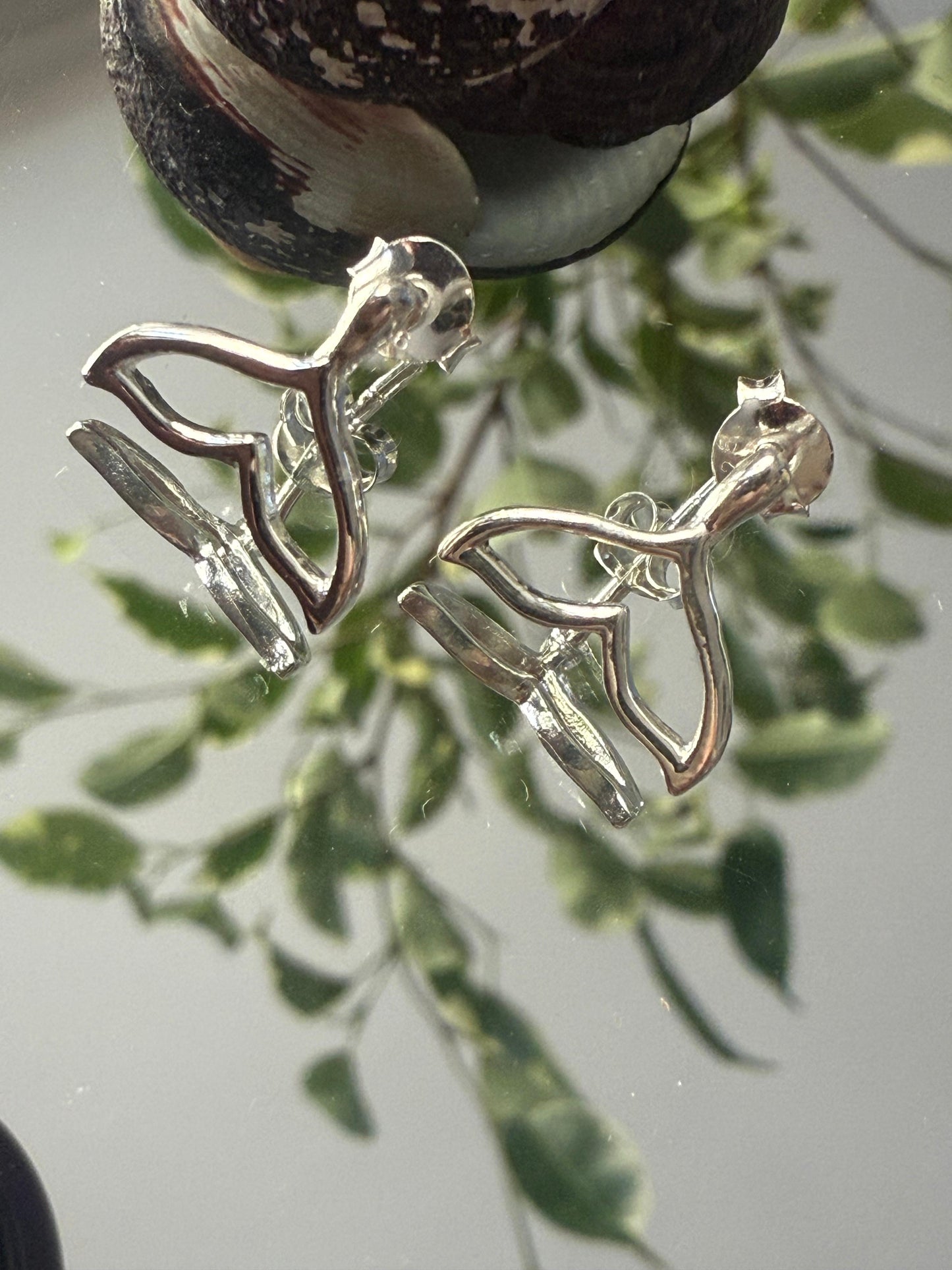 Whale Tale Earrings Sterling Silver 925