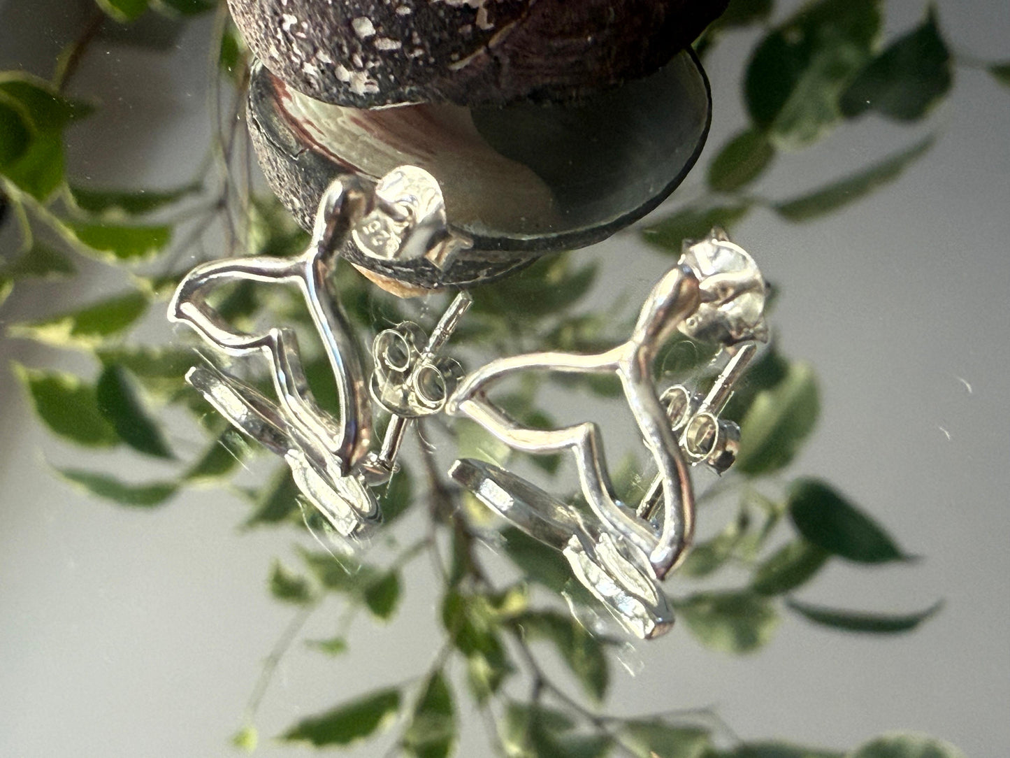 Whale Tale Earrings Sterling Silver 925