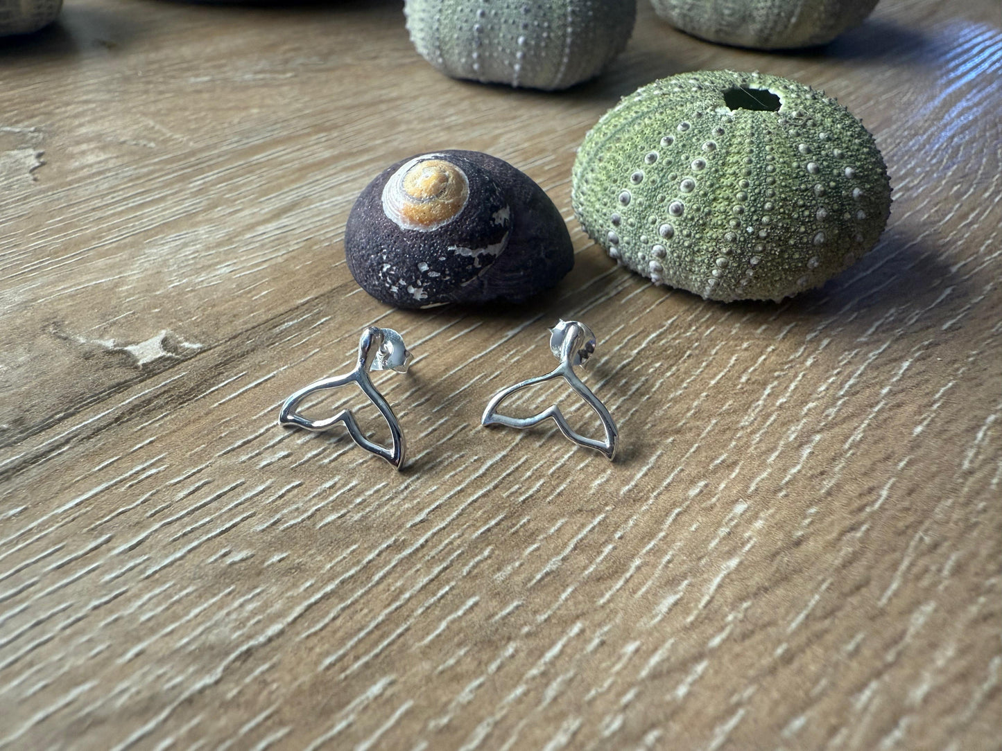 Whale Tale Earrings Sterling Silver 925