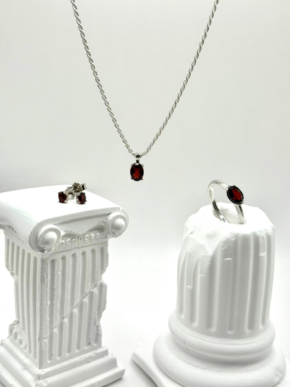 Garnet Gemstone and Solid Sterling Silver 925 set