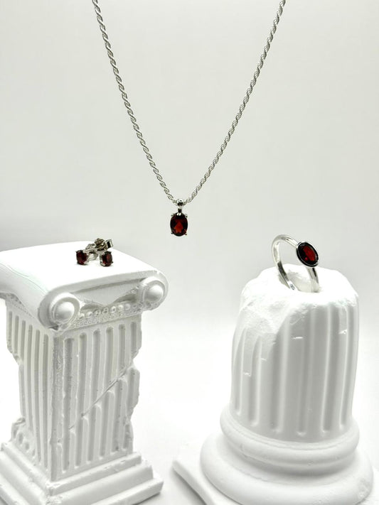Garnet Gemstone and Solid Sterling Silver 925 set