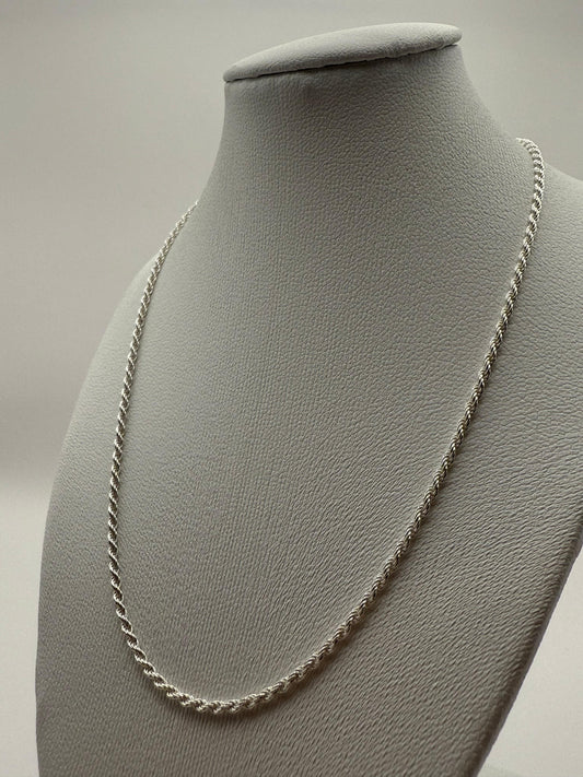 Solid 2 mm Sterling Silver Rope Chain