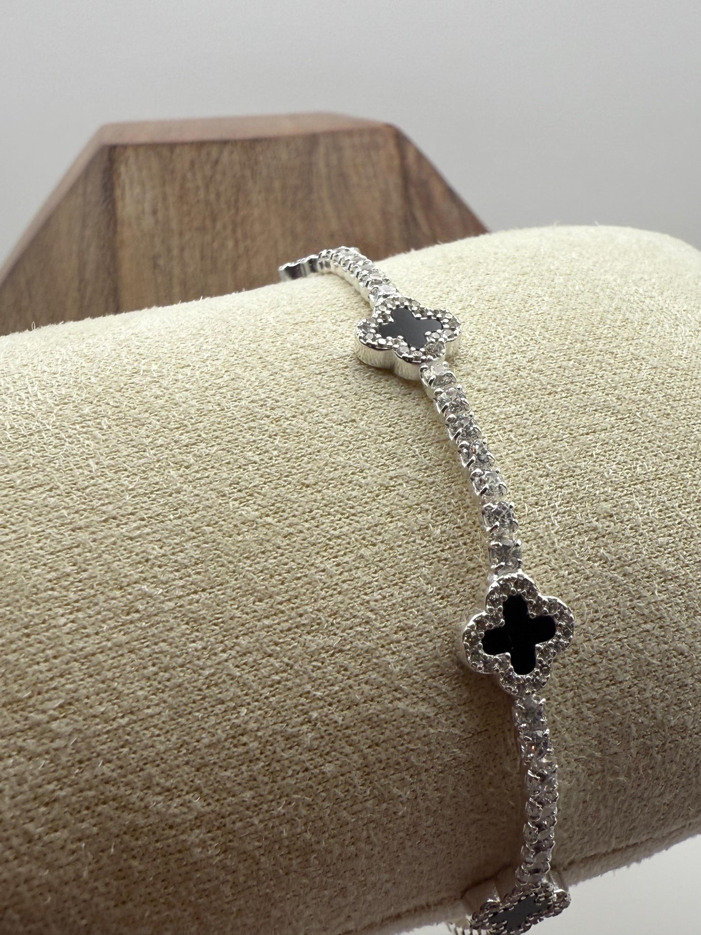 Agate Clover Tennis Bracelet Sterling Silver 925