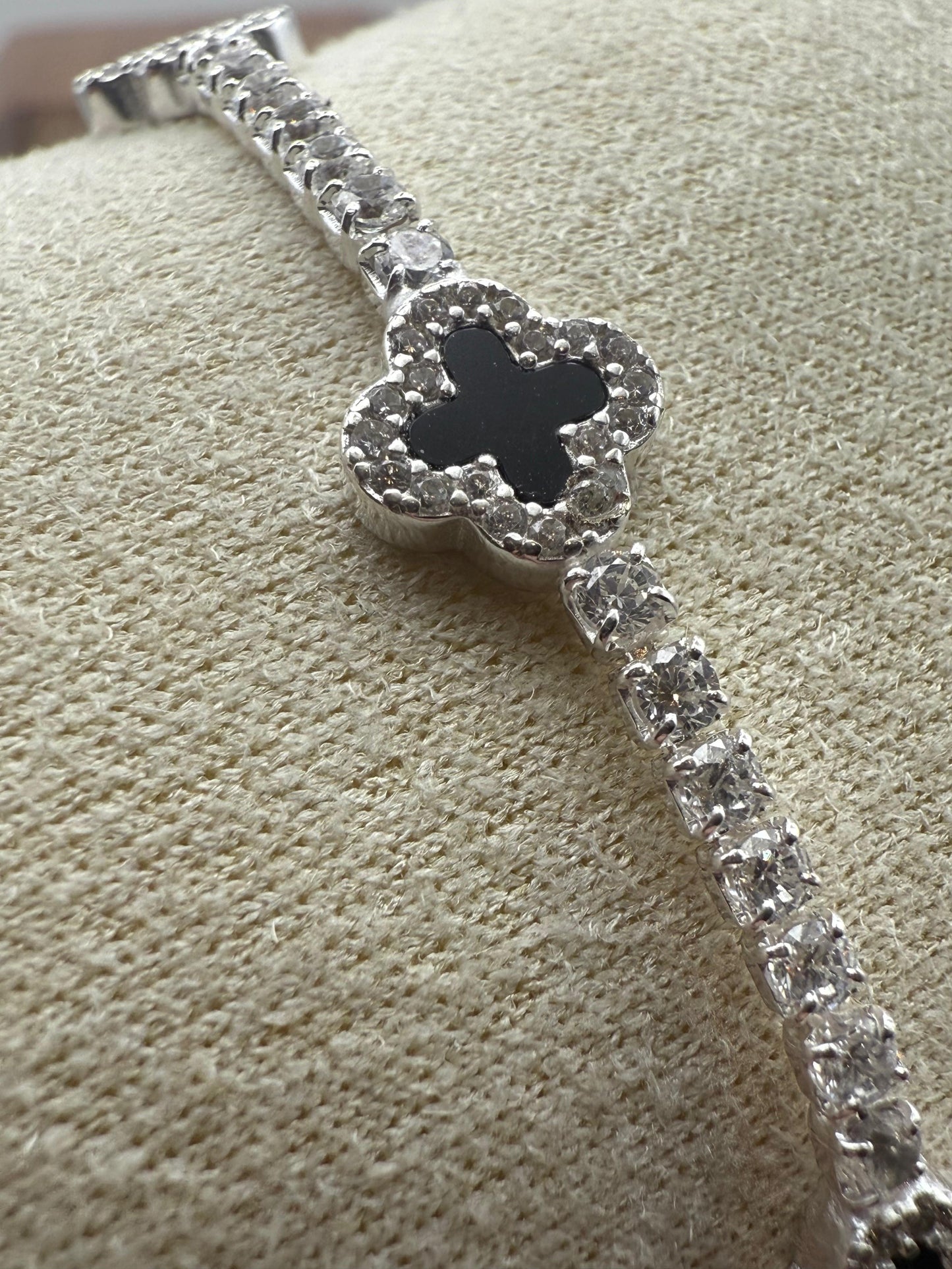 Agate Clover Tennis Bracelet Sterling Silver 925