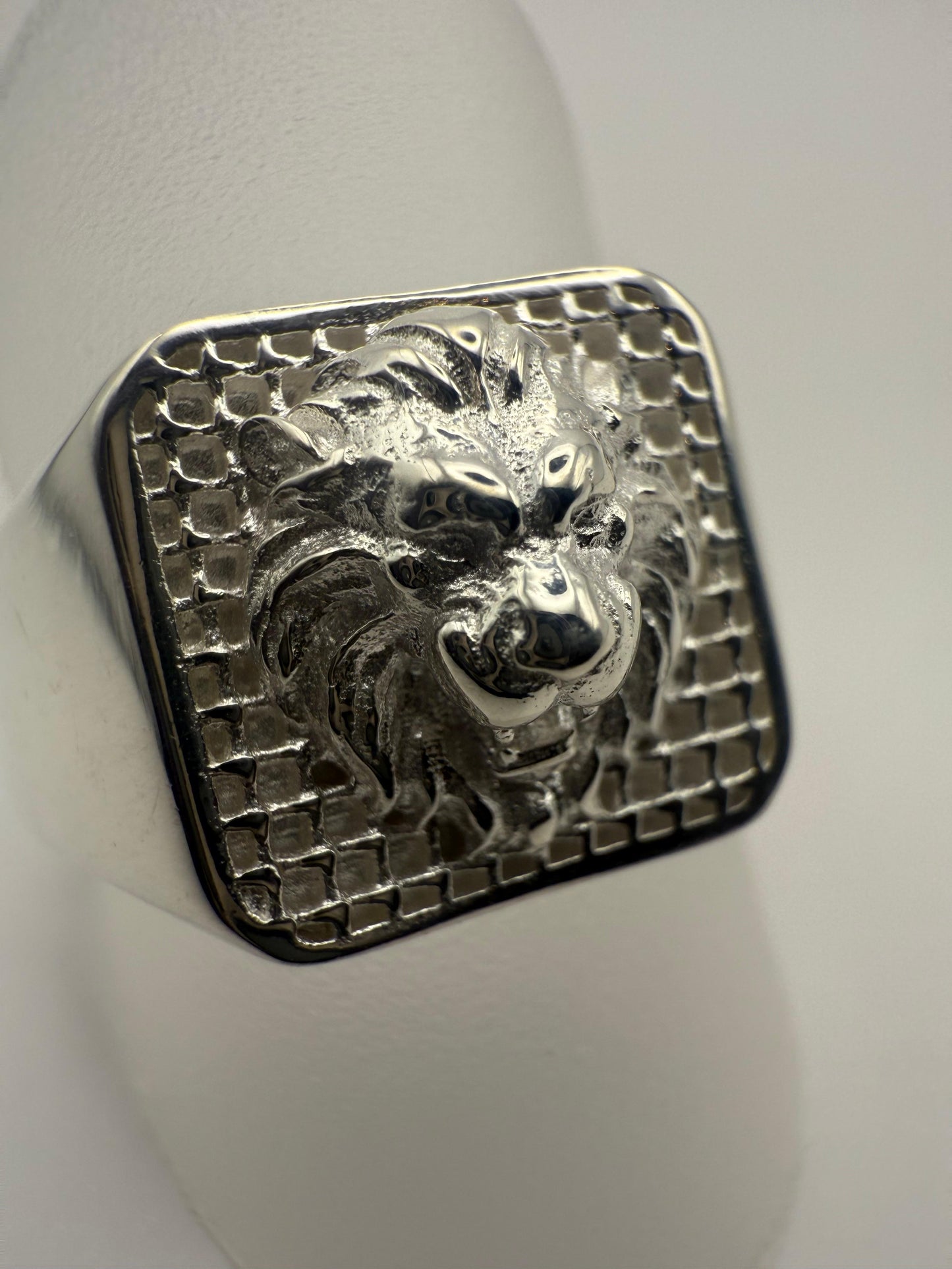 Lion Block Ring Sterling Silver 925