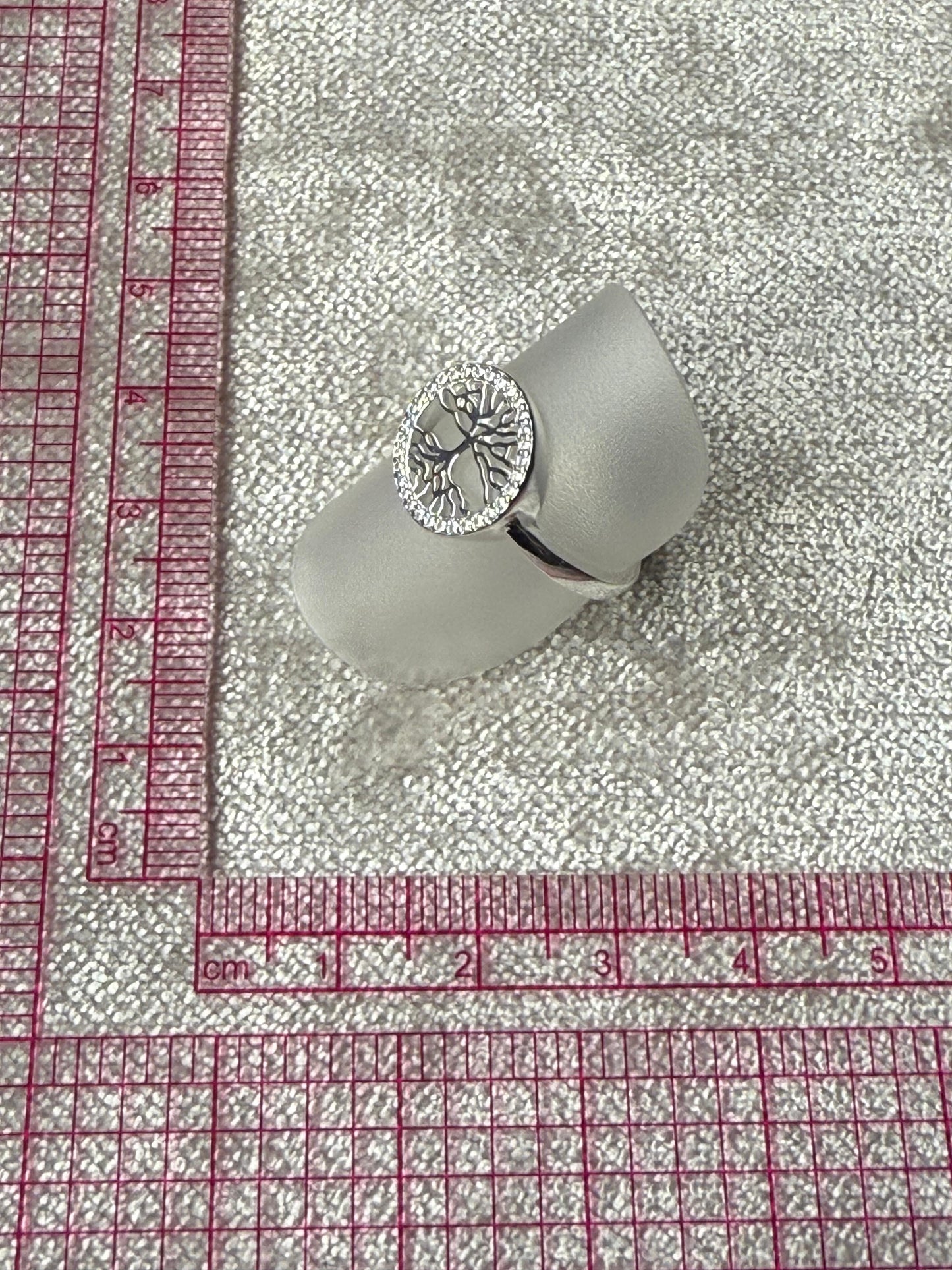 Tree of Life Ring with C/Z border Sterling Silver 925
