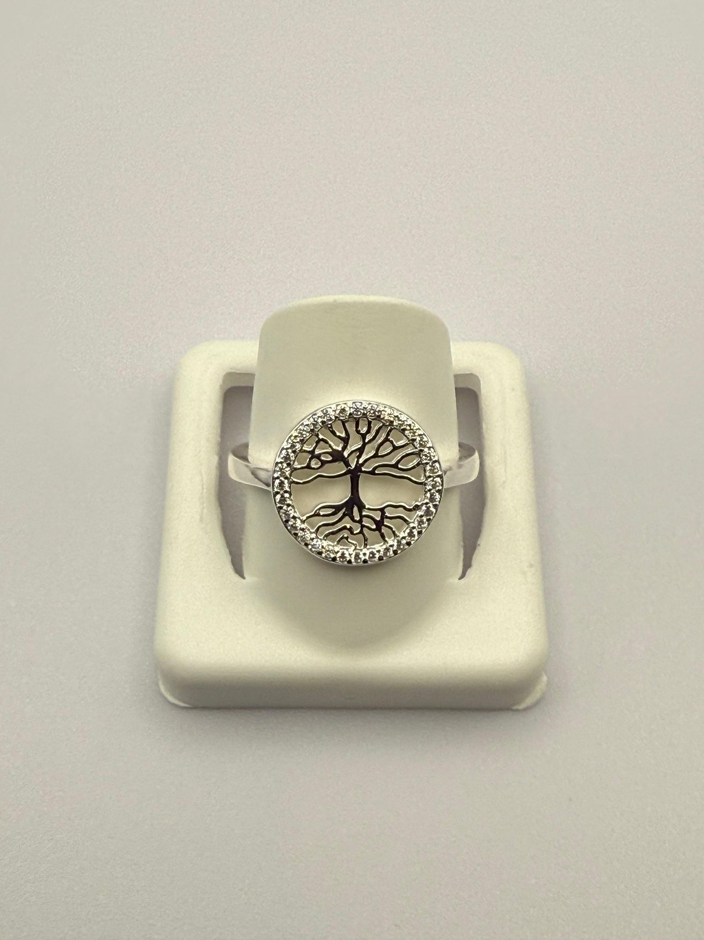Tree of Life Ring with C/Z border Sterling Silver 925