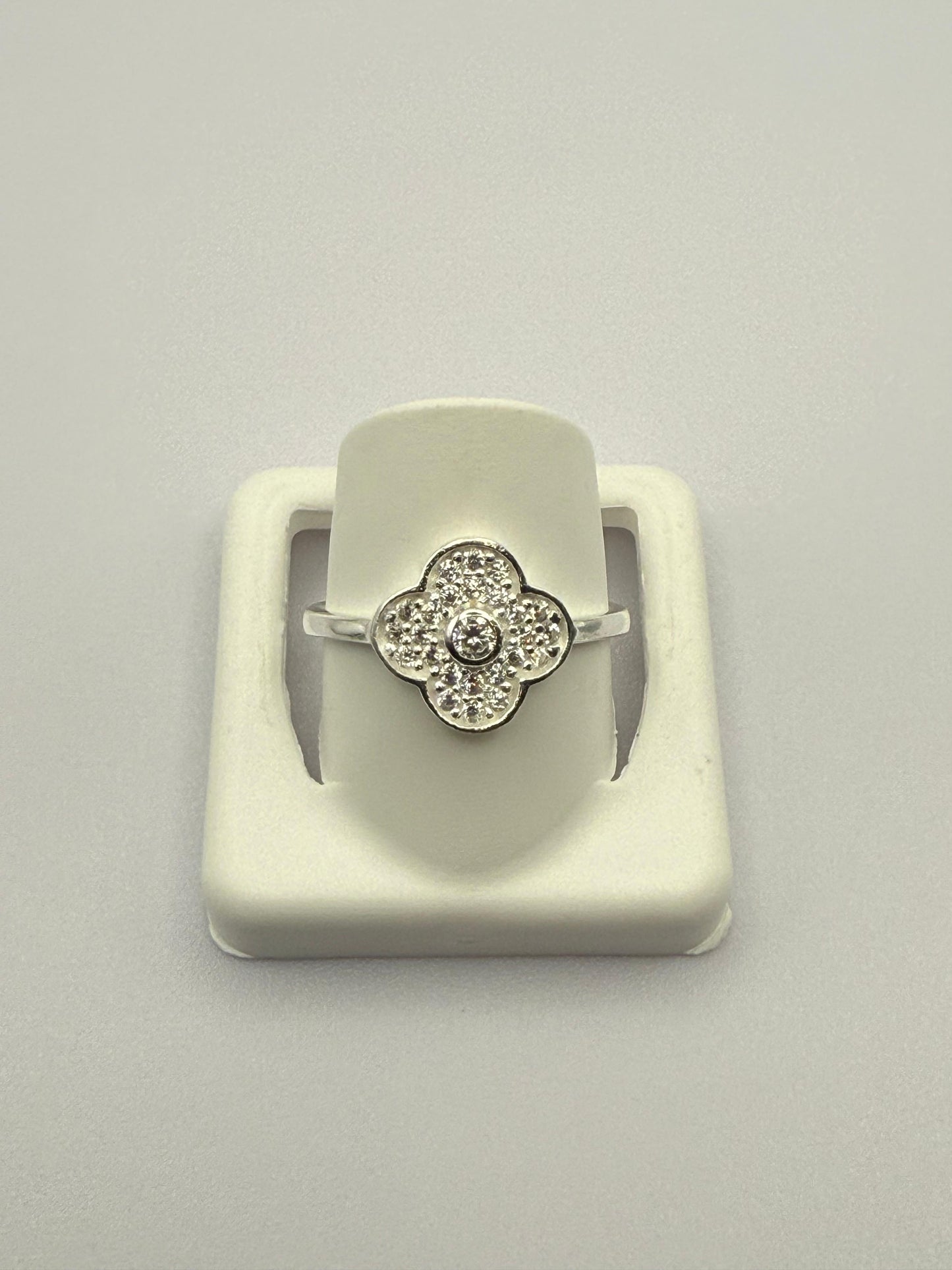 Mod Agate Clover Ring Sterling Silver 925