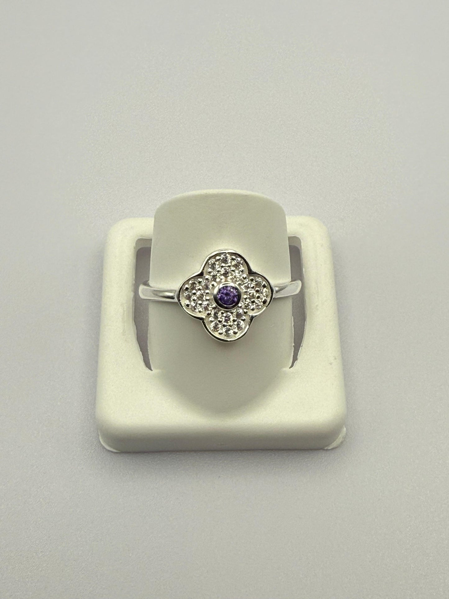 Mod Agate Clover Ring Sterling Silver 925