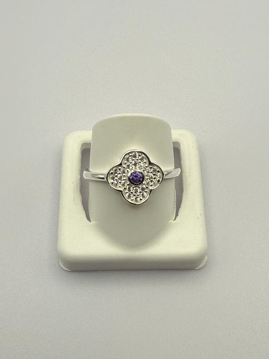 Mod Agate Clover Ring Sterling Silver 925